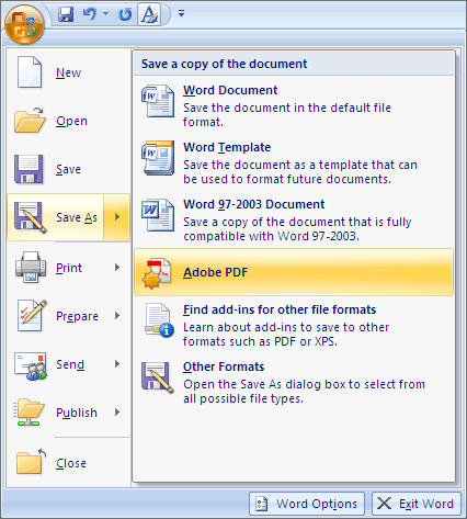 how to save as pdf file in word