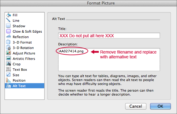 how do you do alt text for picture on mac