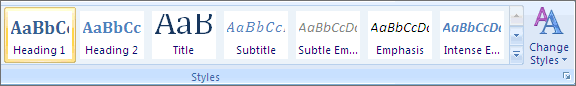 screenshot of Word 2007 toolbar