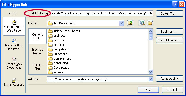 how to create a hyperlink in word 2010 in the same document